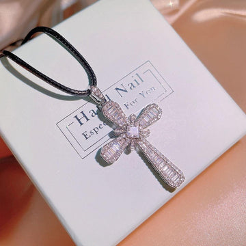 Exquisite White AAA Zircon Crystals Cross Pendant Necklace - Women's 925 Silver Geometric - Religious Jewellery - The Jewellery Supermarket